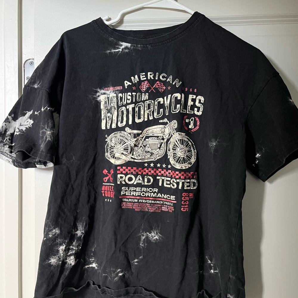 SHEIN Black and White Graphic Motorcycle Tee